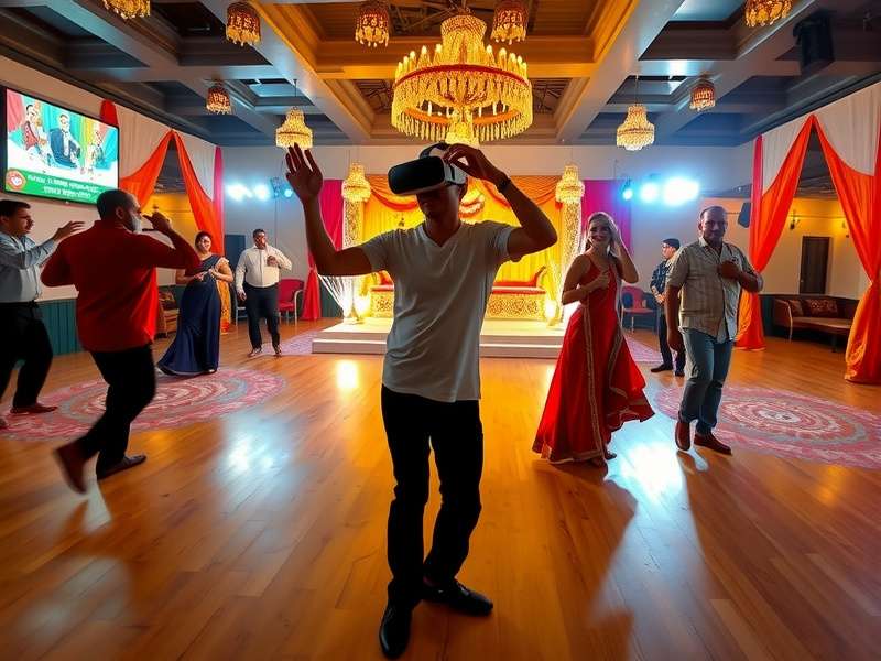 Salsa Sensation VR gameplay showing virtual dance environment